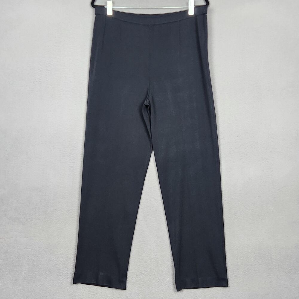 Ming Wang Dress Pants Womens XL Black Knit Pull On Elastic Waist Straight Leg